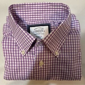 Charles Tyrwhitt Men's Purple Gingham Shirt